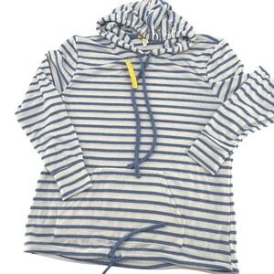 Striped Blue and White Pullover Hoodie w/ kangaroo pocket Sz Lg